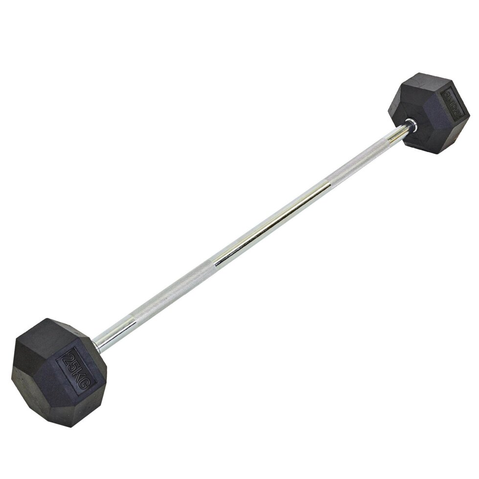 Штанга фіксована пряма обгумована Rubber Hexagon Barbell 25кг Record TA-6230-25 (гриф l-95см) від компанії Спортивний інтернет - магазин "One Sport" - фото 1