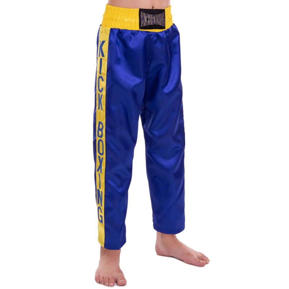 Штани для кікбоксингу дитячі MATSA KICKBOXING MA-6736 6-14р синій-жовтий від компанії Спортивний інтернет - магазин "One Sport" - фото 1
