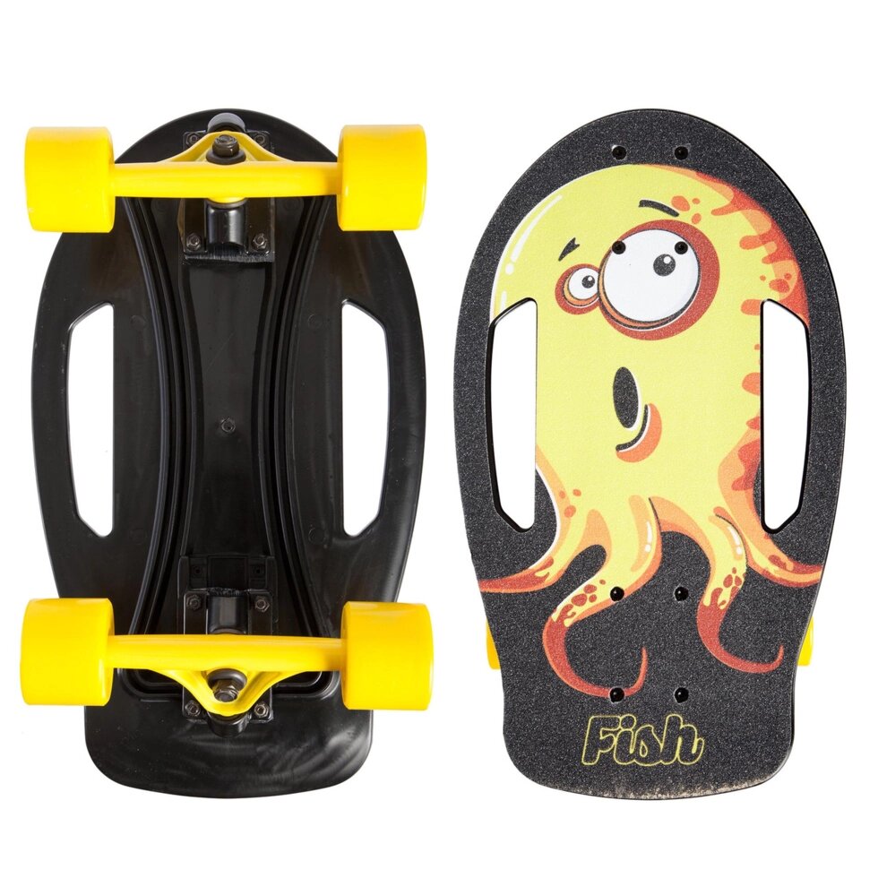 Скейтборд пластиковий FISH Nemo 17in SK-420-2 (PC, ABEC-7, колесо PU 60х45мм 82А, чорний-жовтий) від компанії Спортивний інтернет - магазин "One Sport" - фото 1