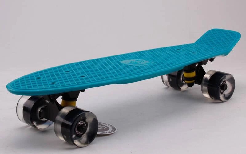 Скейтборд пластиковий Penny LED WHEELS FISH 22in зі світними колесами SK-405-11 (м'ятний-чер-чер) від компанії Спортивний інтернет - магазин "One Sport" - фото 1