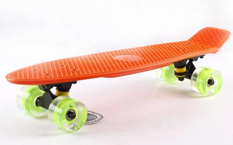 Скейтборд пластиковий Penny LED WHEELS FISH 22in зі світними колесами SK-405-3 (оранж-чер-зел) від компанії Спортивний інтернет - магазин "One Sport" - фото 1
