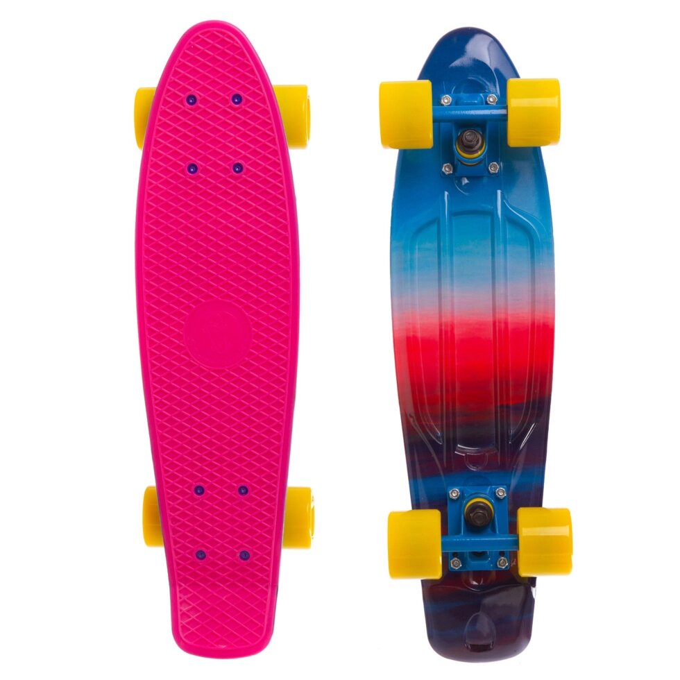 Скейтборд пластиковий Penny SK-4442-5 ABSTRACT 22in з малюнком і кольоровими болтами (рожевий) від компанії Спортивний інтернет - магазин "One Sport" - фото 1