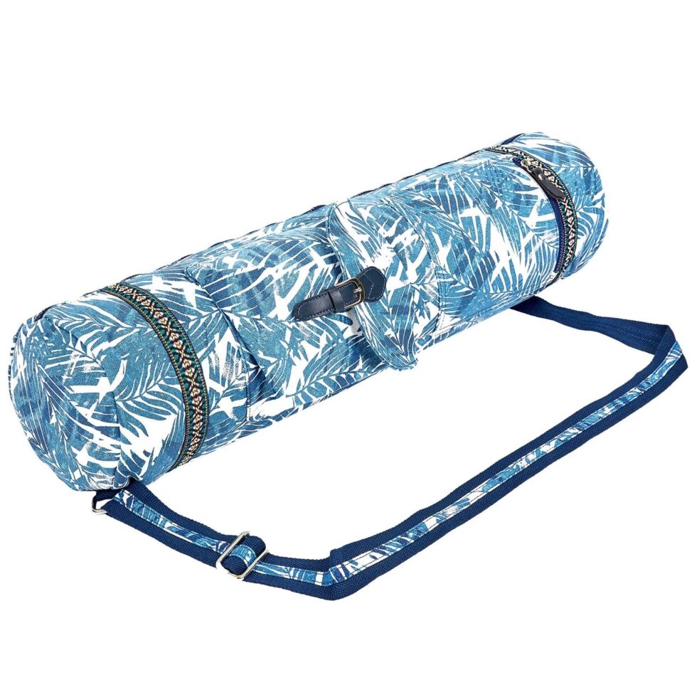 Сумка для йога килимка Yoga bag FODOKO FI-6972-3 (розмір 16смх70см, поліестер, бавовна, синій-білий) від компанії Спортивний інтернет - магазин "One Sport" - фото 1