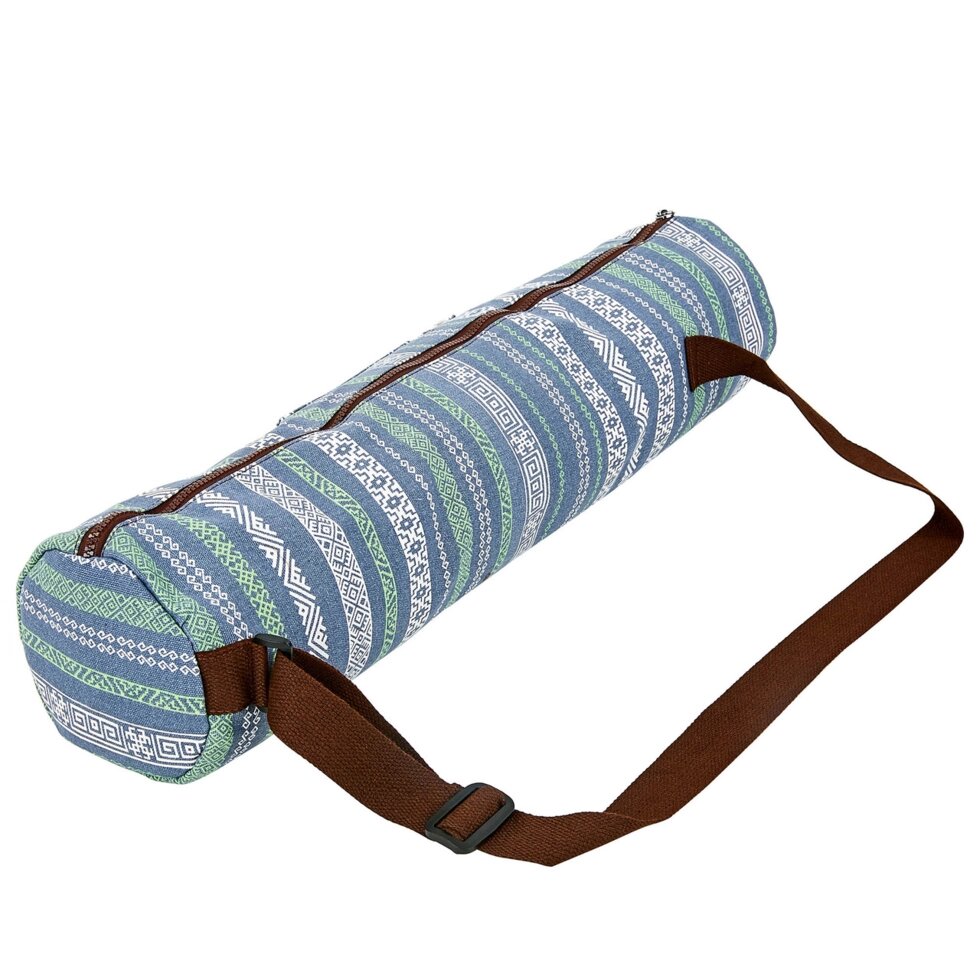 Сумка для йога килимка Yoga bag KINDFOLK FI-8365-3 (розмір 15смх65см, поліестер, бавовна, сірий-синій) від компанії Спортивний інтернет - магазин "One Sport" - фото 1