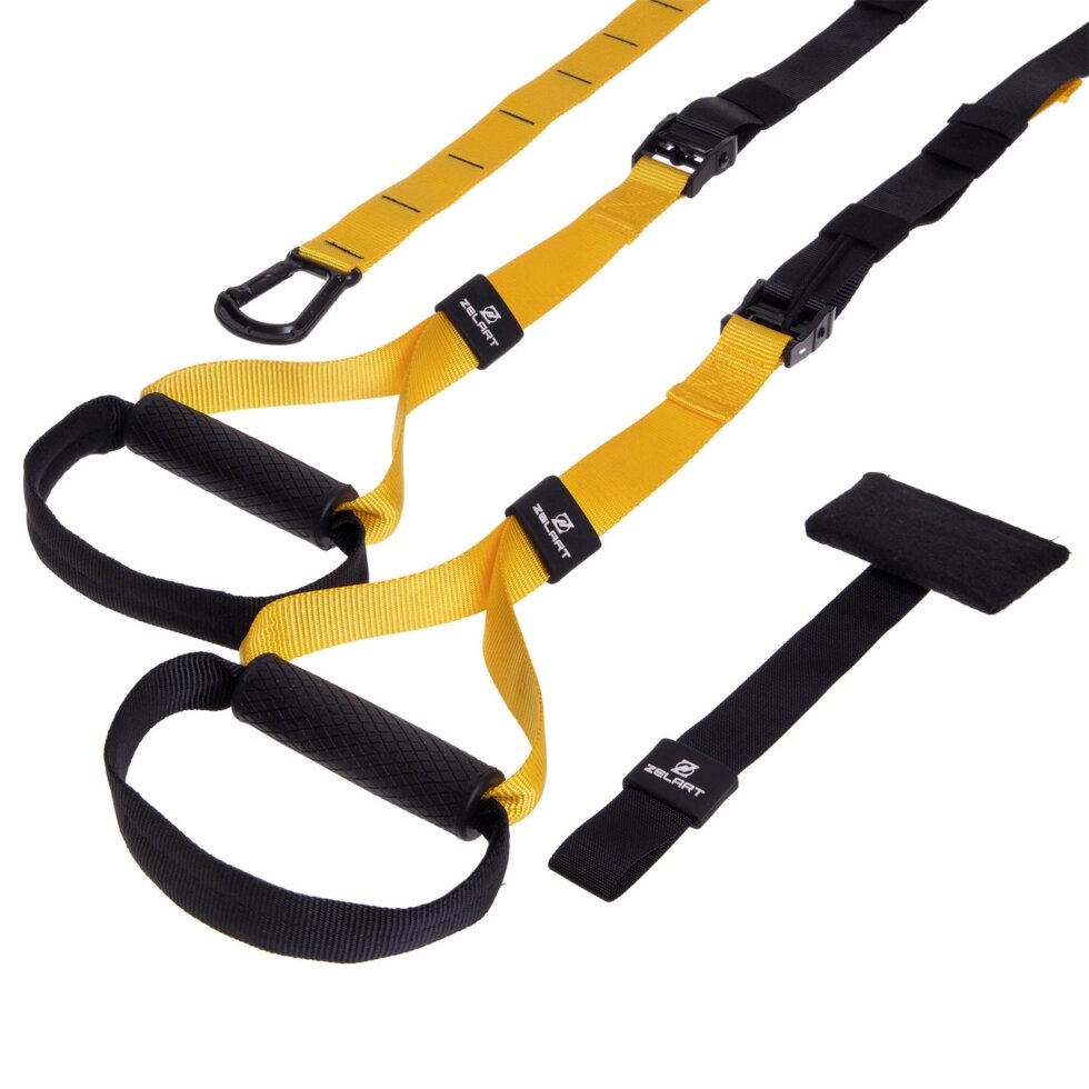 Тренувальні підвісні петлі TRX FI-3595 чорний-жовтий від компанії Спортивний інтернет - магазин "One Sport" - фото 1
