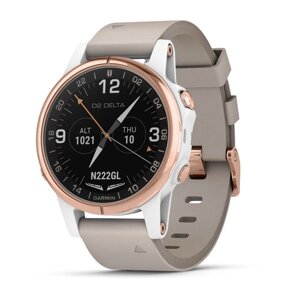 Авіаційний смарт-годинник Garmin D2 Delta S Rose Gold з бежевим шкіряним ремінцем та білим силіконовим ремінцем