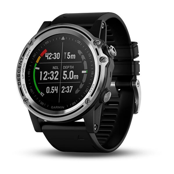 Descent Mk1 Silver Sapphire з чорним ремінцем від компанії Garmin - фото 1