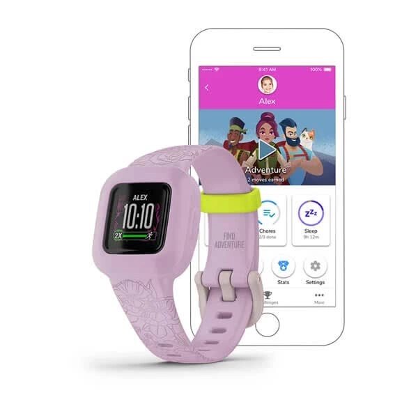 Дитячий фітнес-годинник Garmin Vivofit jr. 3 Lilac Floral на фіолетовому ремінці від компанії Garmin - фото 1