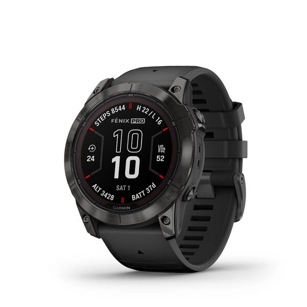 Fenix 7X Pro – Sapphire Solar Edition карбоновий сірий титановий DLC з чорним ремінцем від компанії Garmin - фото 1