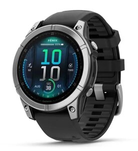 Смарт-годинник Garmin Fenix E – 47 мм, AMOLED, нержавіюча сталь з чорним силіконовим ремінцем