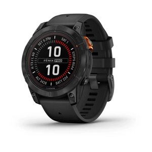 Смарт-годинник Garmin Fenix 7 Pro (без Wi-Fi) - Solar Edition - сланцево-сірий з чорним ремінцем