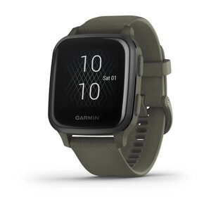 Смарт-годинник Garmin Venu Sq Music Edition темно-зелений з сірим алюмінієвим безелем