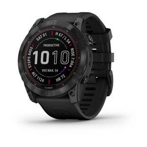 Смарт-годинник Garmin Fenix 7X Sapphire Solar чорний титановий DLC з чорним ремінцем