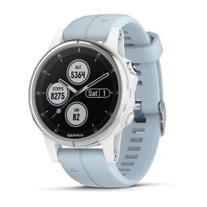 Смарт-годинник Garmin Fenix 5S Plus білий з сіро-блакитним ремінцем