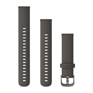 Ремінець Garmin 18 мм для годинників Venu, Vívoactive, Forerunner, чорний графіт зі сланцевою фурнітурою