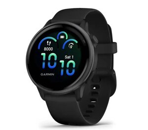 Смарт-годинник Garmin Vivoactive 6 сланцевого кольору з чорним ремінцем