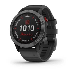 Смарт-годинник Garmin Fenix 6 Pro Solar сірий з чорним ремінцем