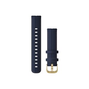 Ремінець Garmin для годинників Vivoactive 4s, Vivomove 3s, Venu 2s (18 мм), синя шкіра зі світло-золотистою застібкою