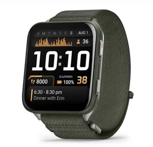 Смарт-годинник Garmin Venu X1 кольору моху з титановою задньою кришкою і зеленим нейлоновим ремінцем ComfortFit