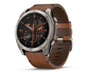 Смарт-годинник Garmin Fenix 8 – 51 мм, Solar Sapphire, титан з DLC-покриттям Carbon Gray та силік. рем. чор/сір кольору