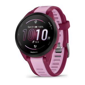 Смарт-годинник Garmin Forerunner 165 Music, силіконовий ремінець ягідно-бузковий