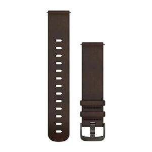 Ремінець Garmin для годинників Forerunner 245/645/Vivoactive/Vivomove (20 мм), темно-коричнева шкіра з темною застібкою