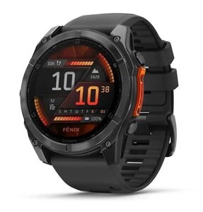 Смарт-годинник Garmin Fenix 8 – 51 мм, AMOLED, сланцево-сірий з чорним силіконовим ремінцем