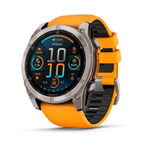 Fenix 8 - 51мм, AMOLED Sapphire титановий з помаранчевим/графітовим силіконовим ремінцем