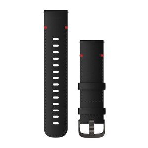 Ремінець Garmin для годинників Vivoactive 4, Venu 2/3 (22 мм), чорний шкіряний з сірою застібкою