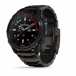 Смарт-годинник Garmin Descent Mk3i - 43 мм, титан Carbon Grey DLC із чорним силіконовим ремінцем