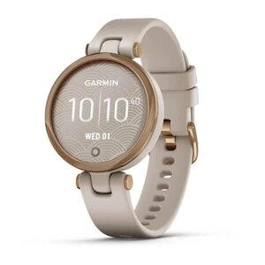 Смарт-годинник Garmin Lily Sport Rose Gold зі світло-бежевим корпусом та силіконовим ремінцем