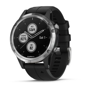 Смарт-годинник Garmin Fenix 5 Plus Silver з чорним ремінцем