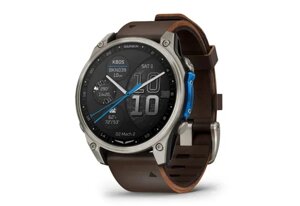 Смарт-годинник Garmin D2 Mach 2 (47 мм) титановий із коричневим шкіряним ремінцем Oxford