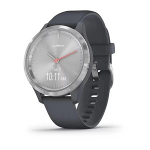 Смарт-годинник Garmin Vivomove 3S зі сталевим безелем сріблястого кольору, корпусом та ремінцем синій граніт