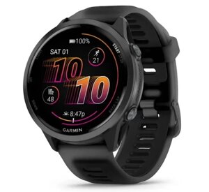 Смарт-годинник Garmin Forerunner 570 (47 мм), алюмінієвий безель сланцево-сірого кольору з чорним ремінцем