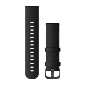 Швидкознімний ремінець Garmin зі шкіри 22 мм для годинника Venu 3 чорний зі сланцевою фурнітурою