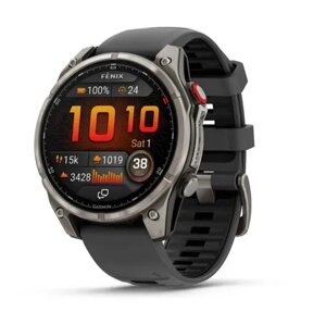 Смарт-годинник Garmin Fenix 8 Pro (47 mm) AMOLED Sapphire, титан з графітово-чорним силіконовим ремінцем
