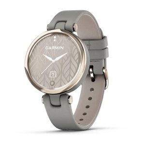 Смарт-годинник Garmin Lily Classic з кремово-золотистим безелем, сірим корпусом та італійським шкіряним ремінцем