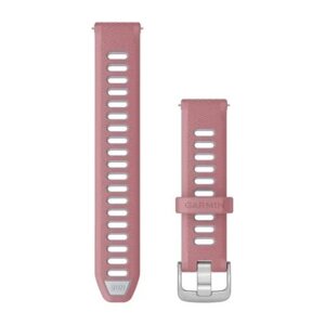 Ремінець Garmin 18 мм для годинників Forerunner 255S/265S рожевий/білий зі сріблястою застібкою