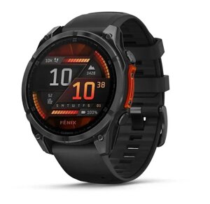 Смарт-годинник Garmin Fenix 8 – 47 мм, AMOLED, сланцево-сірий з чорним силіконовим ремінцем