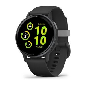 Смарт-годинник Garmin Vivoactive 5 – алюмінієвий безель, чорний корпус із силіконовим ремінцем