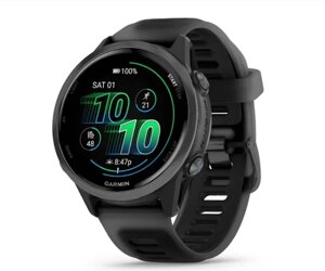 Смарт-годинник Garmin Forerunner 570 (42 мм), алюмінієвий безель сланцево-сірого кольору з чорним ремінцем
