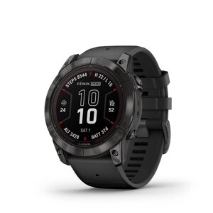 Смарт-годинник Garmin Fenix 7X Pro - Sapphire Solar Edition - темно-сірий титан DLC Carbon з чорним ремінцем