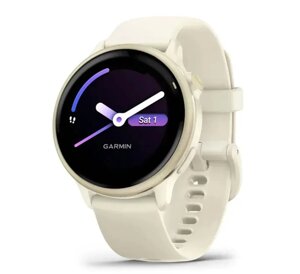 Смарт-годинник Garmin Vivoactive 6 золотистий з ремінцем кольору слонової кістки