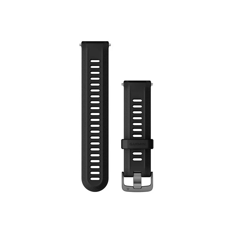 Ремінець для годинника Garmin Forerunner 955 силіконовий (22 мм), чорний з сірою застібкою від компанії Garmin - фото 1