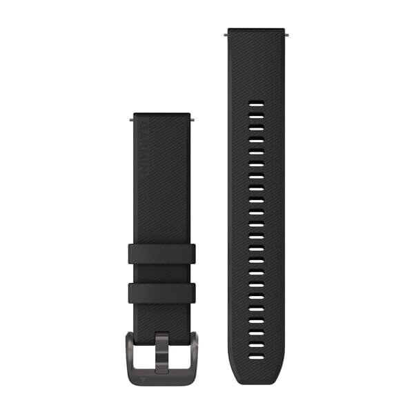 Ремінець Garmin 20 мм для годинників Venu, Vívoactive, Forerunner та інших чорний з металевою фурнітурою від компанії Garmin - фото 1