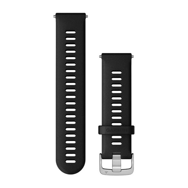 Ремінець Garmin 22 мм для годинників Forerunner 255/265/745, Venu 2/3 та інших, чорний зі сріблястою застібкою від компанії Garmin - фото 1