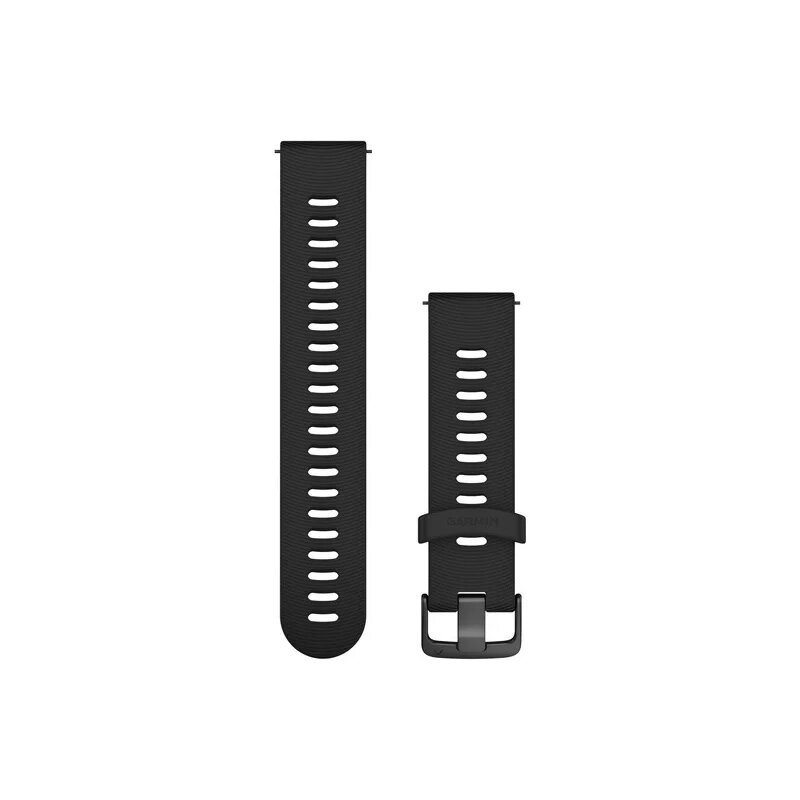 Ремінець Garmin для годинників Forerunner 245/645/Vivoactive/Vivomove (20 мм) силіконовий чорний із сірою застібкою від компанії Garmin - фото 1