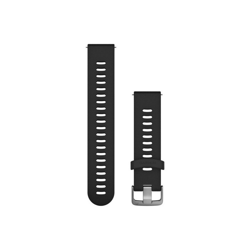 Ремінець Garmin для годинників Forerunner 245/645/Vivoactive/Vivomove (20 мм) силіконовий чорний, срібляста застібка від компанії Garmin - фото 1