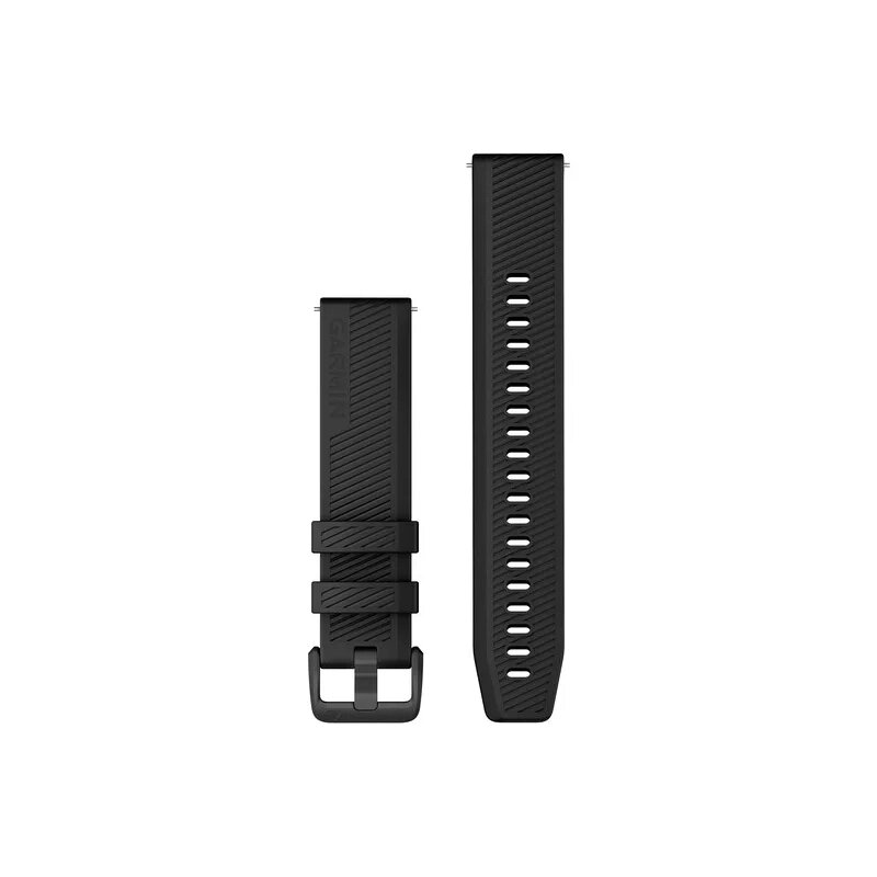Ремінець силіконовий Garmin для Forerunner 245/645/Vivoactive/Vivomove (20 мм), чорний з чорною застібкою від компанії Garmin - фото 1